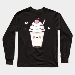 Kawaii Vanilla Milkshake with Hearts | Milkshake Brings All the Boys | Kawaii Food Long Sleeve T-Shirt